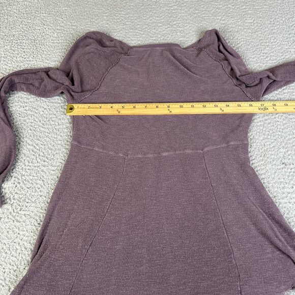 We The Free People Blouse Women Large Brown Scoop Neck Ribbed Knit Pullover Top - Picture 11 of 12